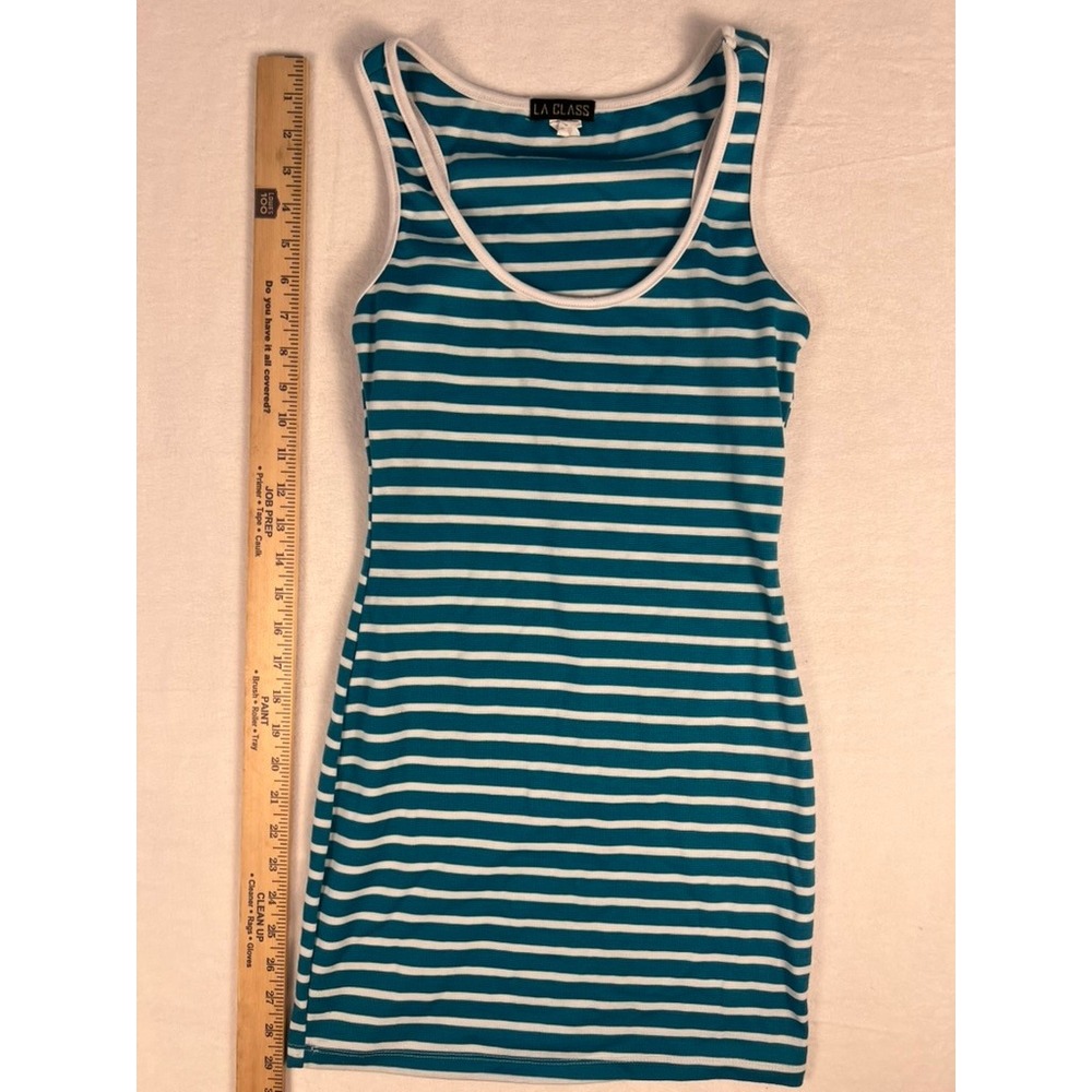 LA Class Y2K Bodycon Mini Dress W Sm Striped Racerback Preppy Sporty Athleisure